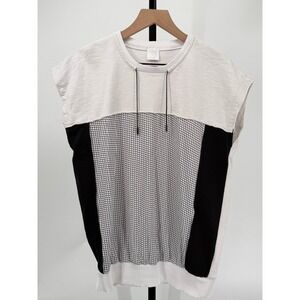 Que Cotton French Terry Sleeveless Sweatshirt Colorblock Geometric Avant Garde